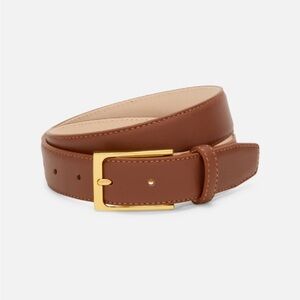 AUREUM No.5 Belt | Brown Leather Belt with Gold Buckle | Caramel Leather